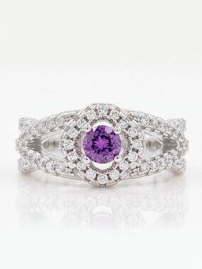 Charmed Aroma Purple Amethyst Ring, 925 Sterling Silver